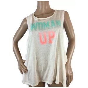 Evcr Women’s work out text tank top in cream size small